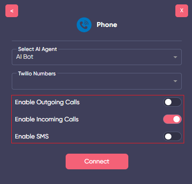 enable inbound outbound numbers